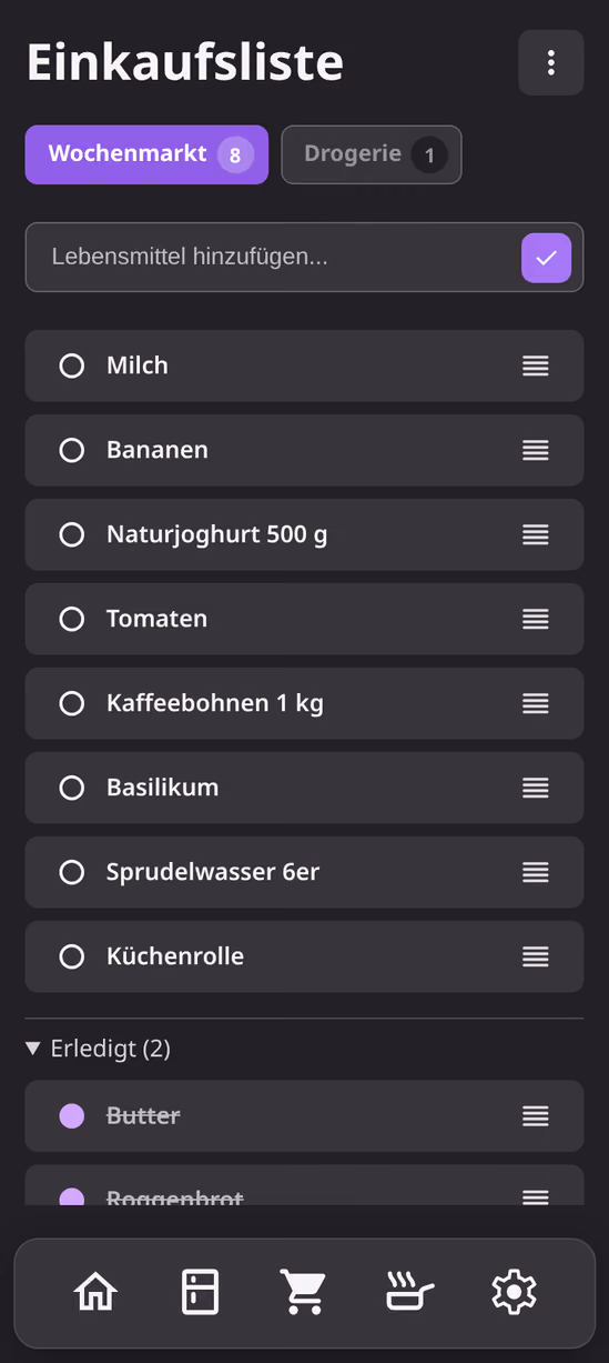 Die Pastro-Einkaufsliste, die der ganze Haushalt teilt